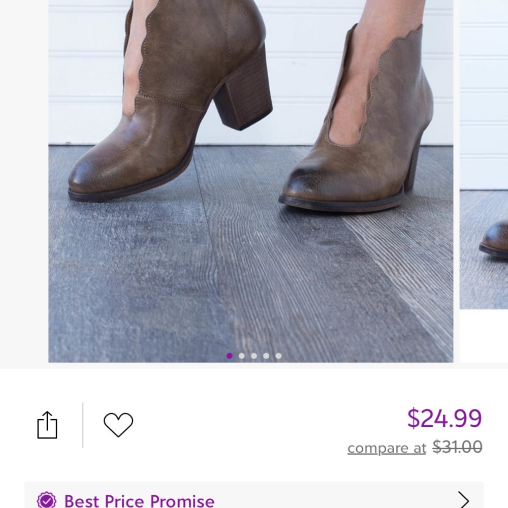 Mata Shoes Brown Scalloped Bootie